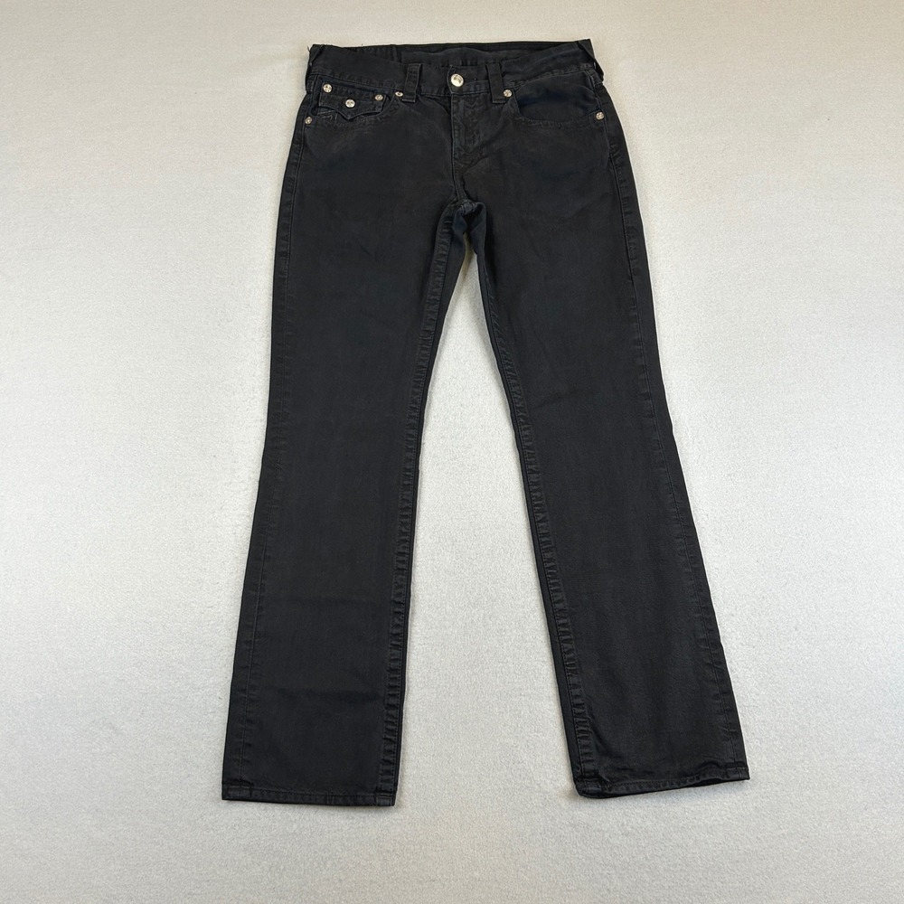 True Religion Ricky Straight Jean Men 32 Black Flap Pocket Horseshoe MOZ859BJ9
